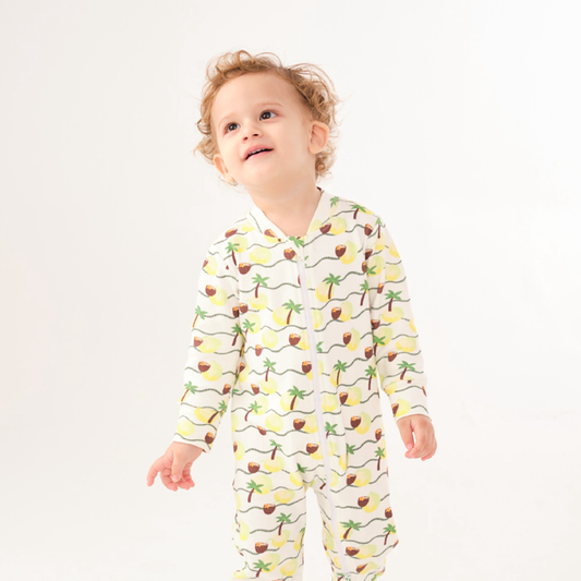 Baby Palm Print 2-way Zip Sleepsuit
