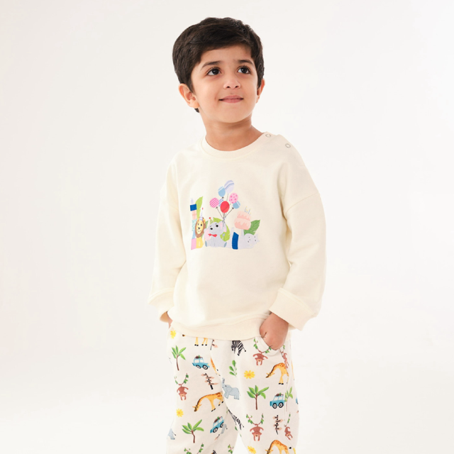 Baby Drop Shoulder Sweatshirt- Safari Party